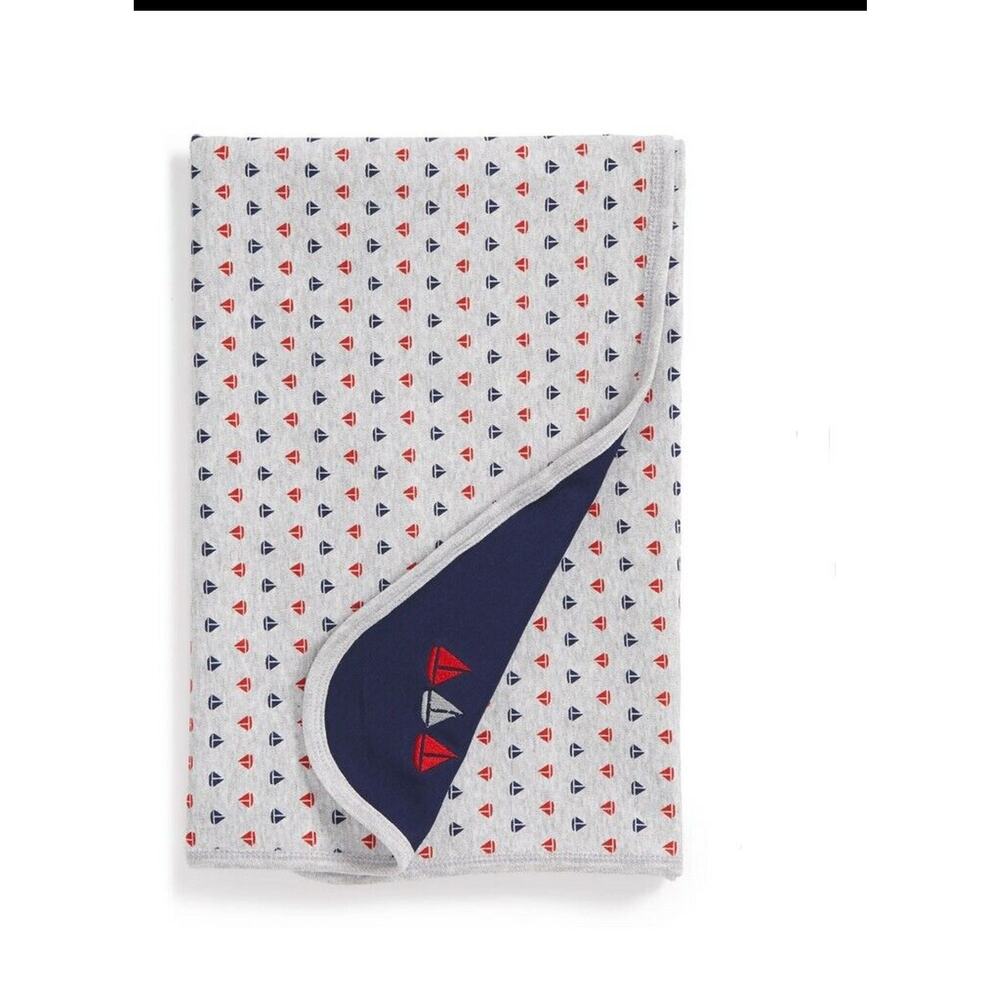 Infant Little Me Sailboat Receiving Blanket Blue Gray One Size 3121